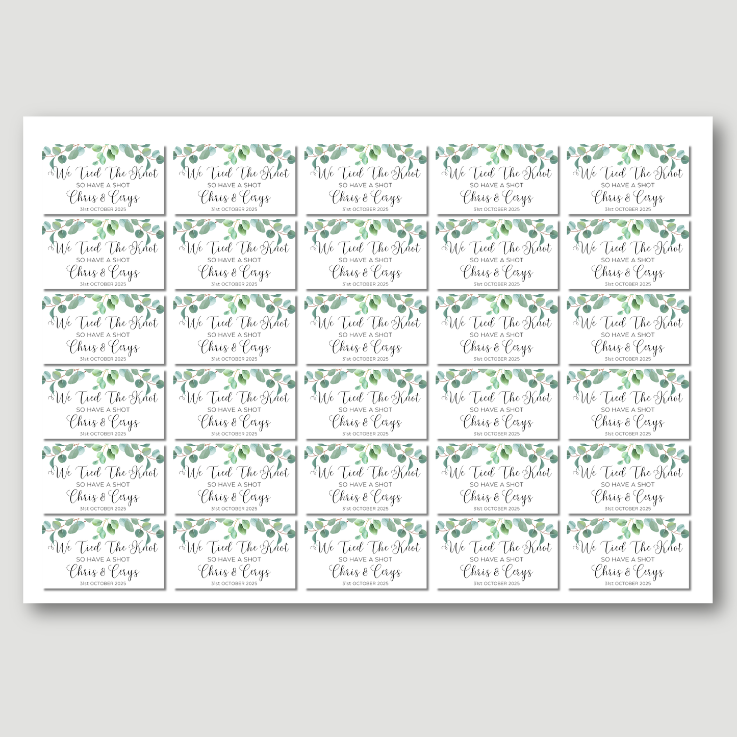 'We Tied The Knot So Have A Shot' Wedding Stickers