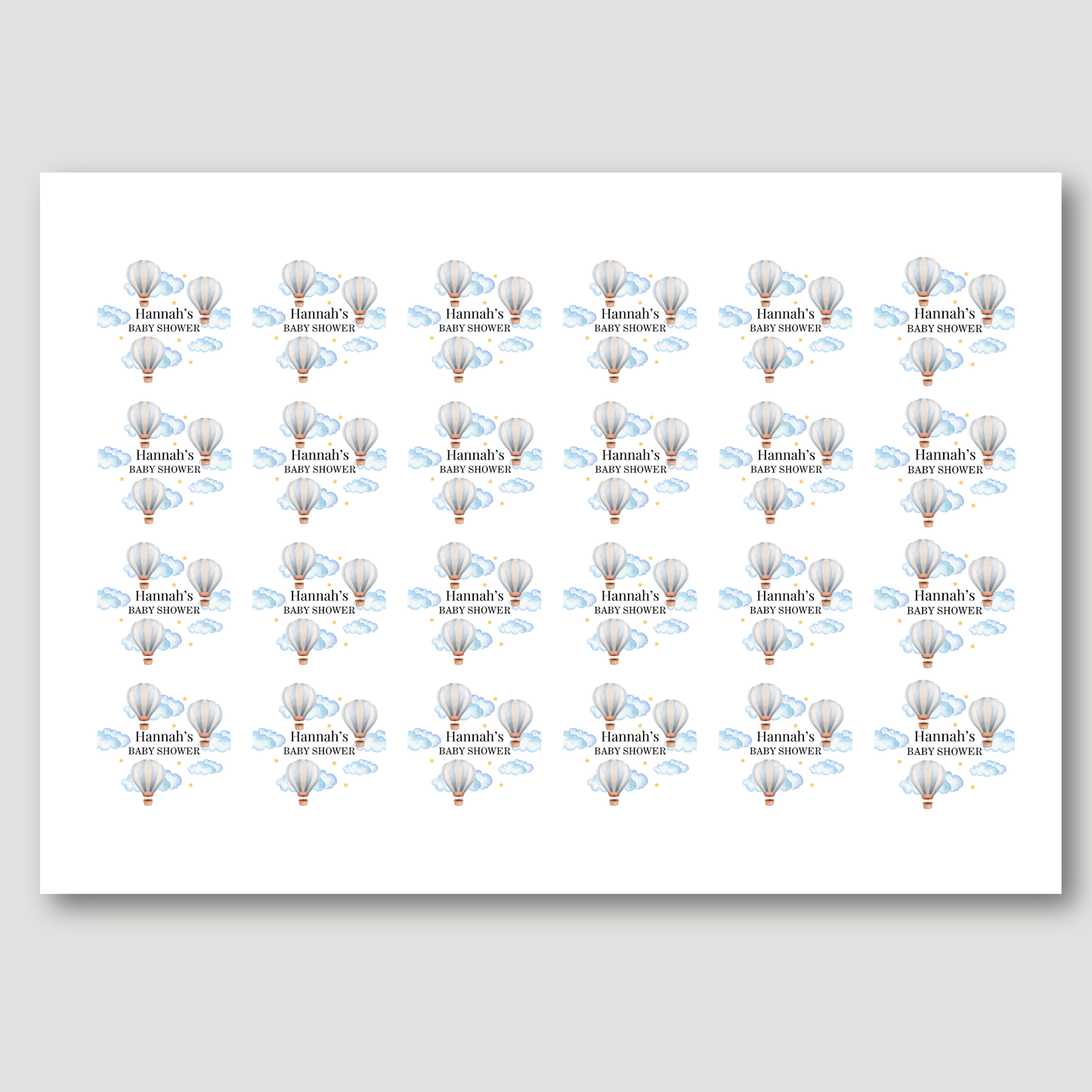 In The Sky Baby Shower Stickers