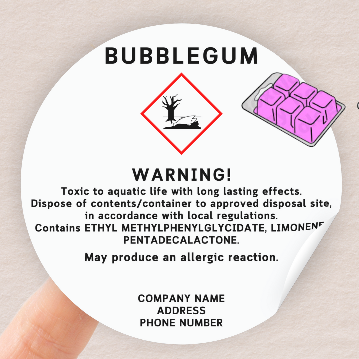 Wax Melt & Candle CLP Labels