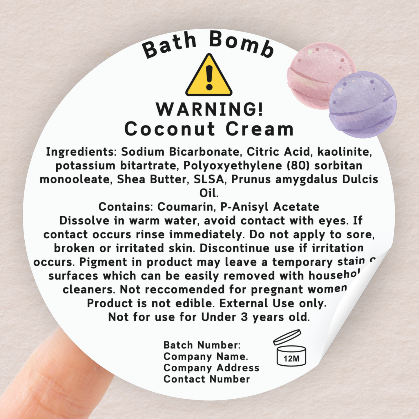 Bath Bomb Warning Labels CLP