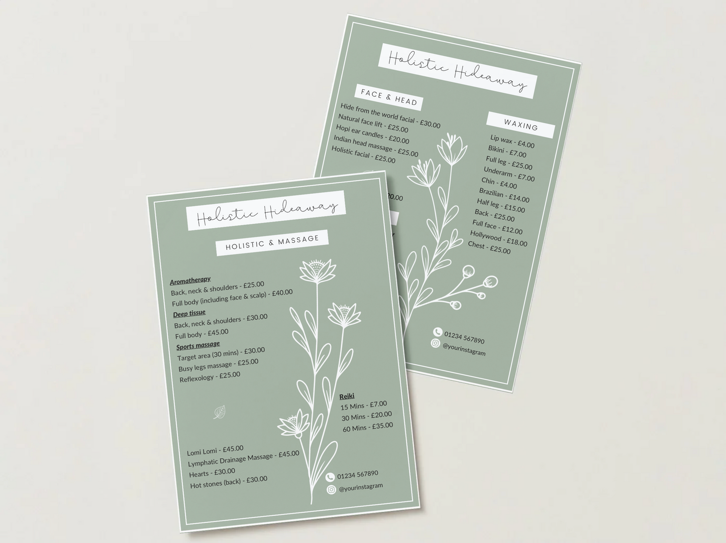 Holistic Price Lists