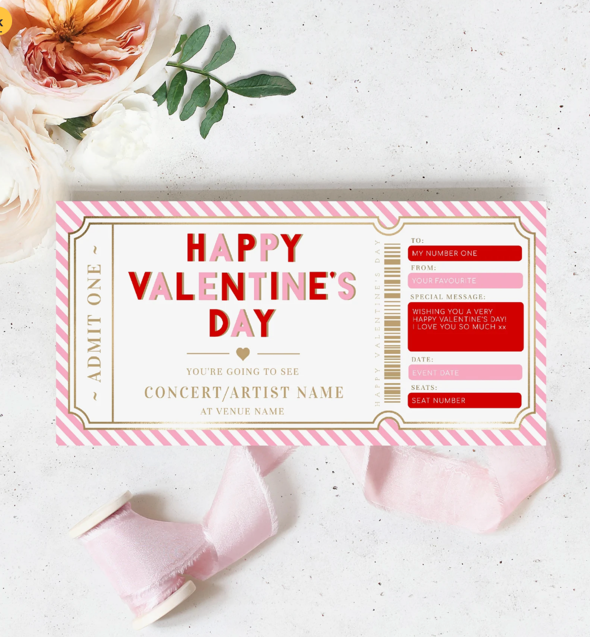 Custom Valentines Day Gift Voucher