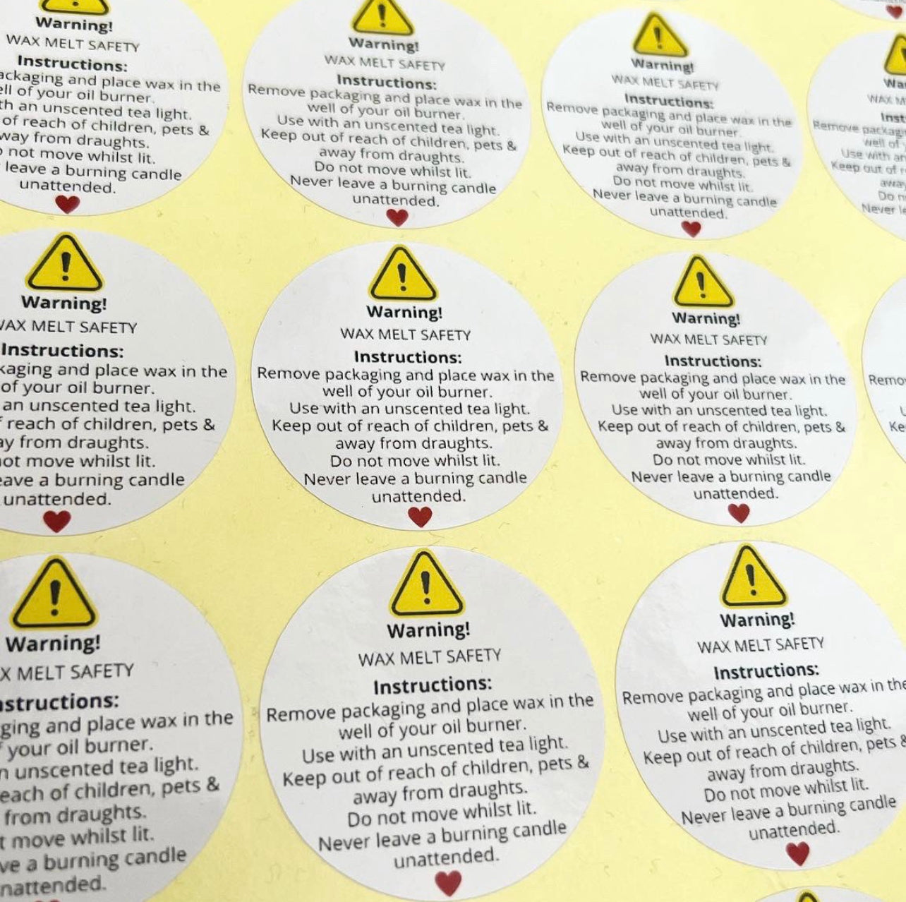 Wax Melt Safety Instructions Sticker