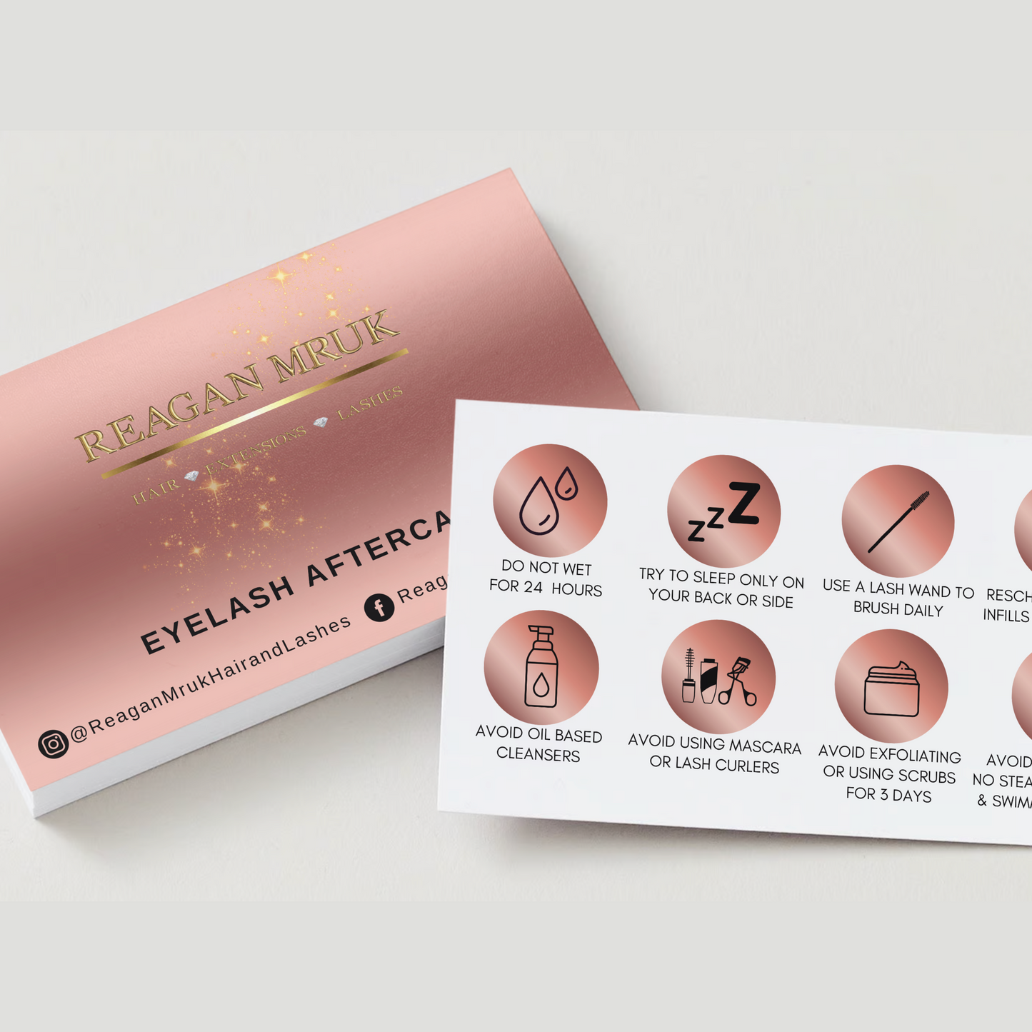 Rose Gold Effect Aftercare Cards