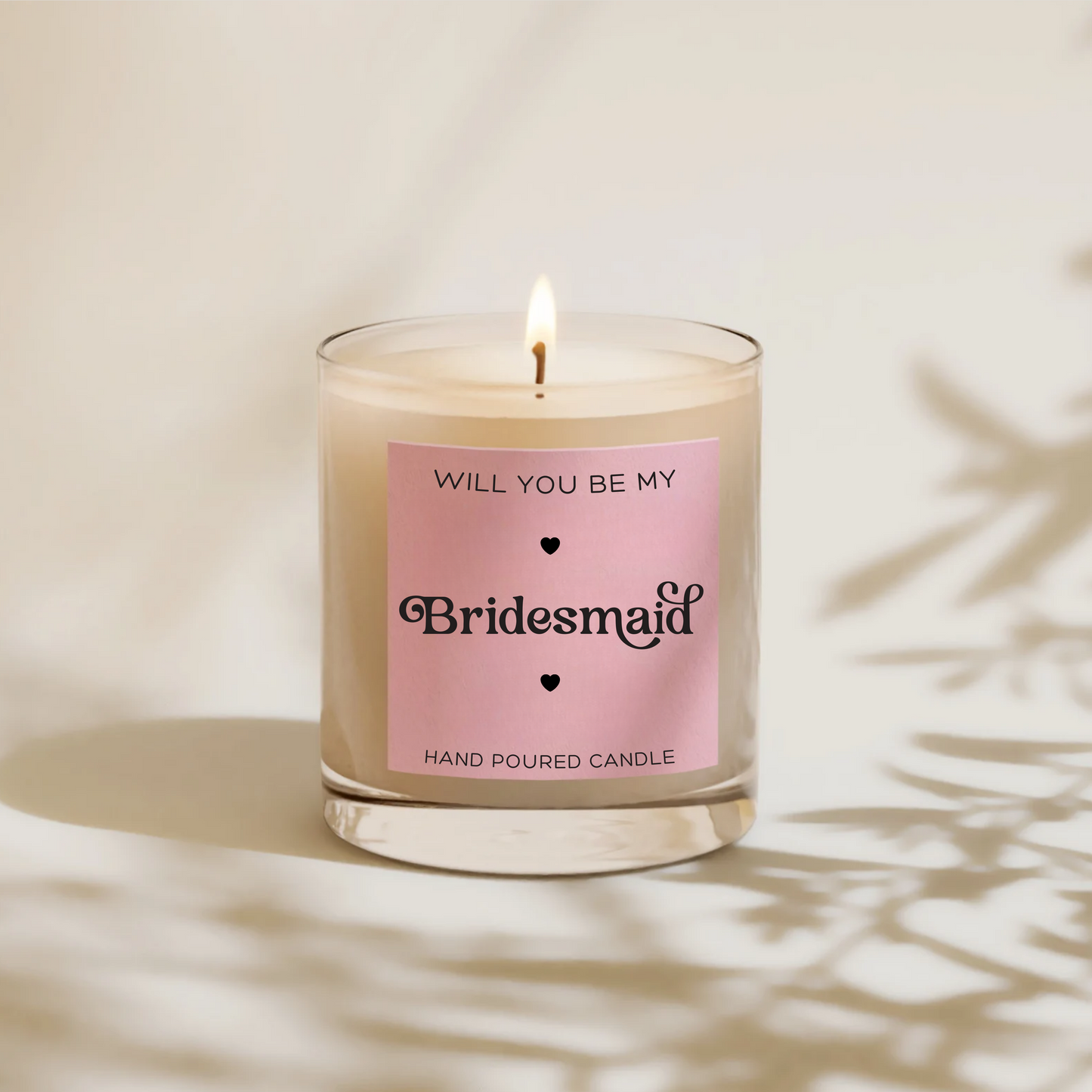 Personalised wedding candle label Pink