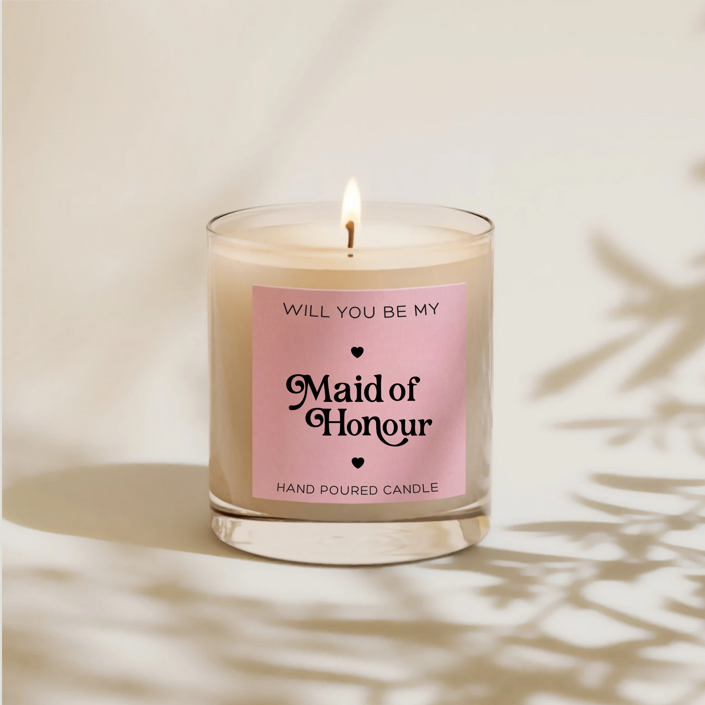 Personalised wedding candle label Pink