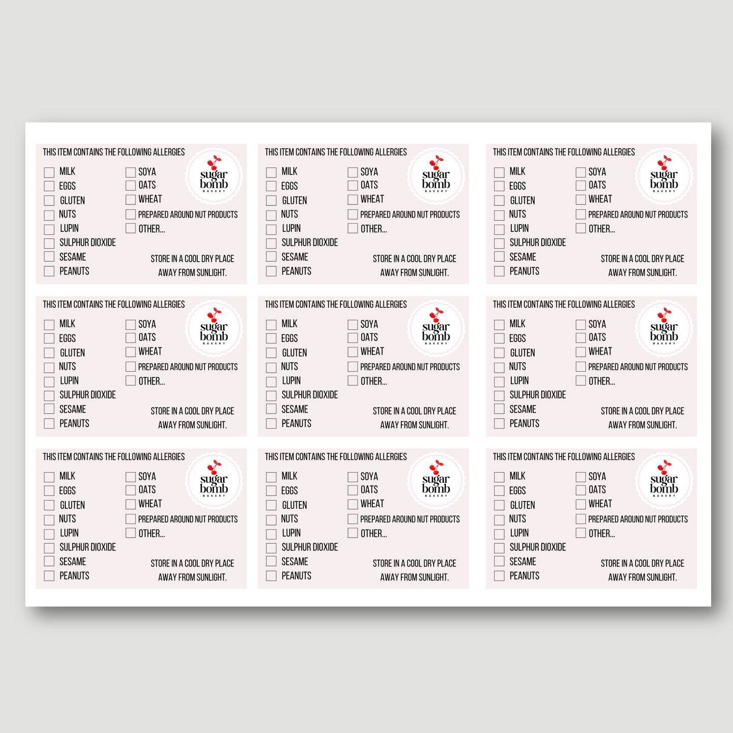 Bakers Allergy Sticker
