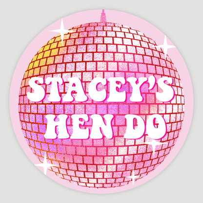 Retro Disco Ball Hen Party Stickers