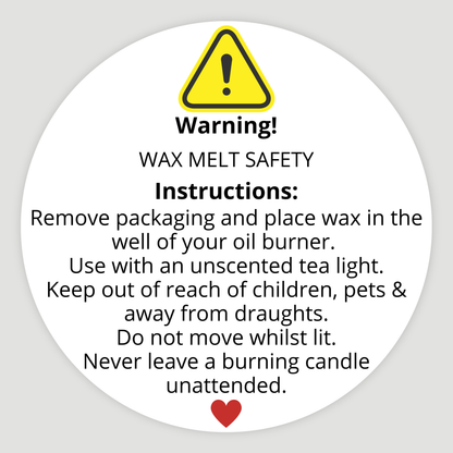 Wax Melt Instruction Labels
