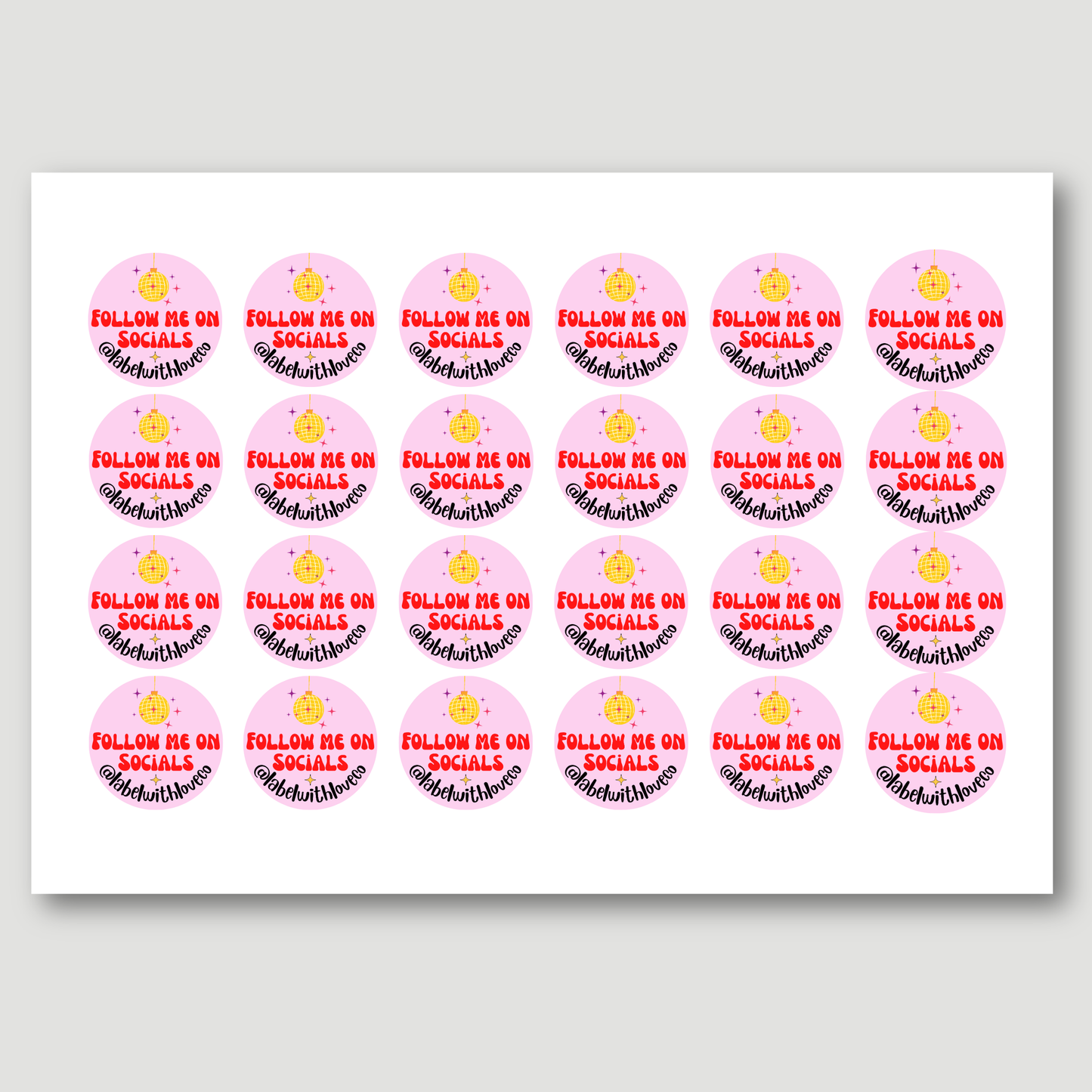 ‘Follow Me On Socials’ Disco Ball Sticker