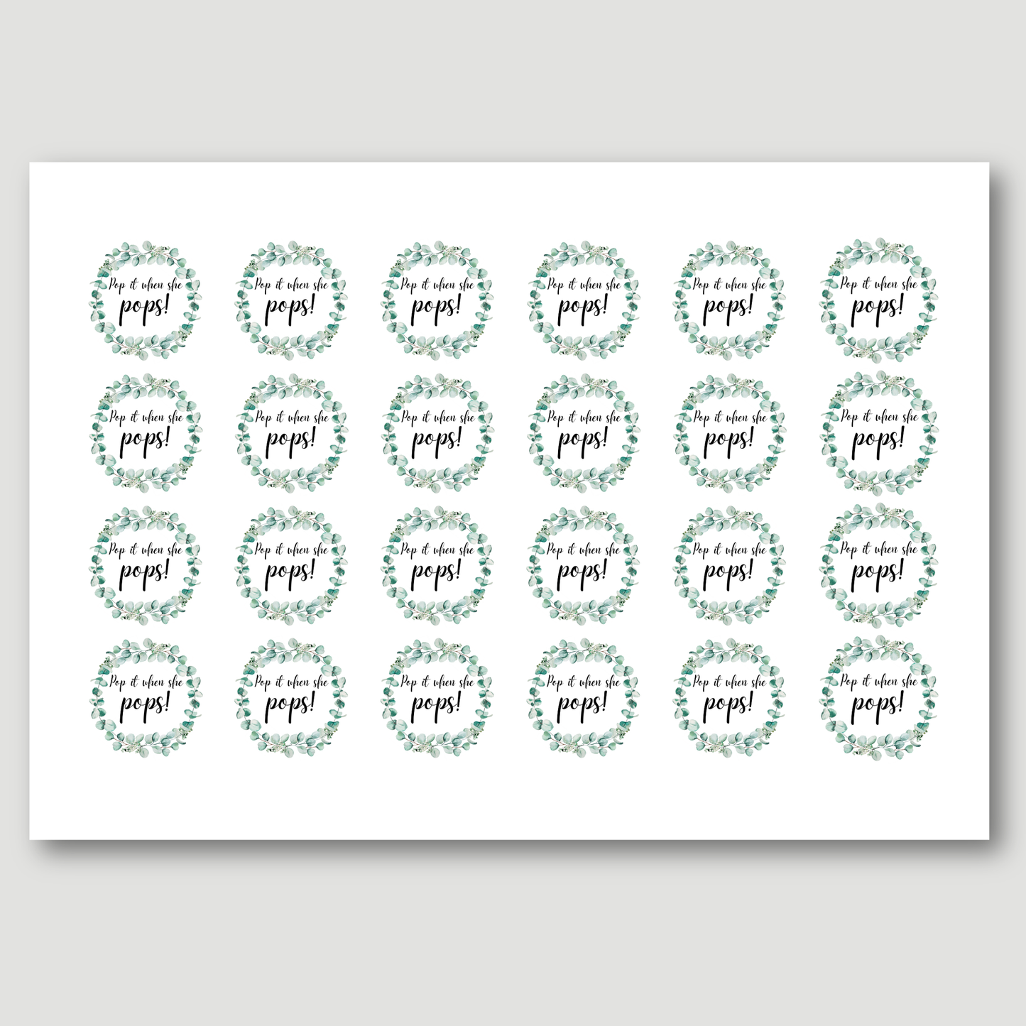 ‘Pop It When She Pops’ Baby Shower Sticker
