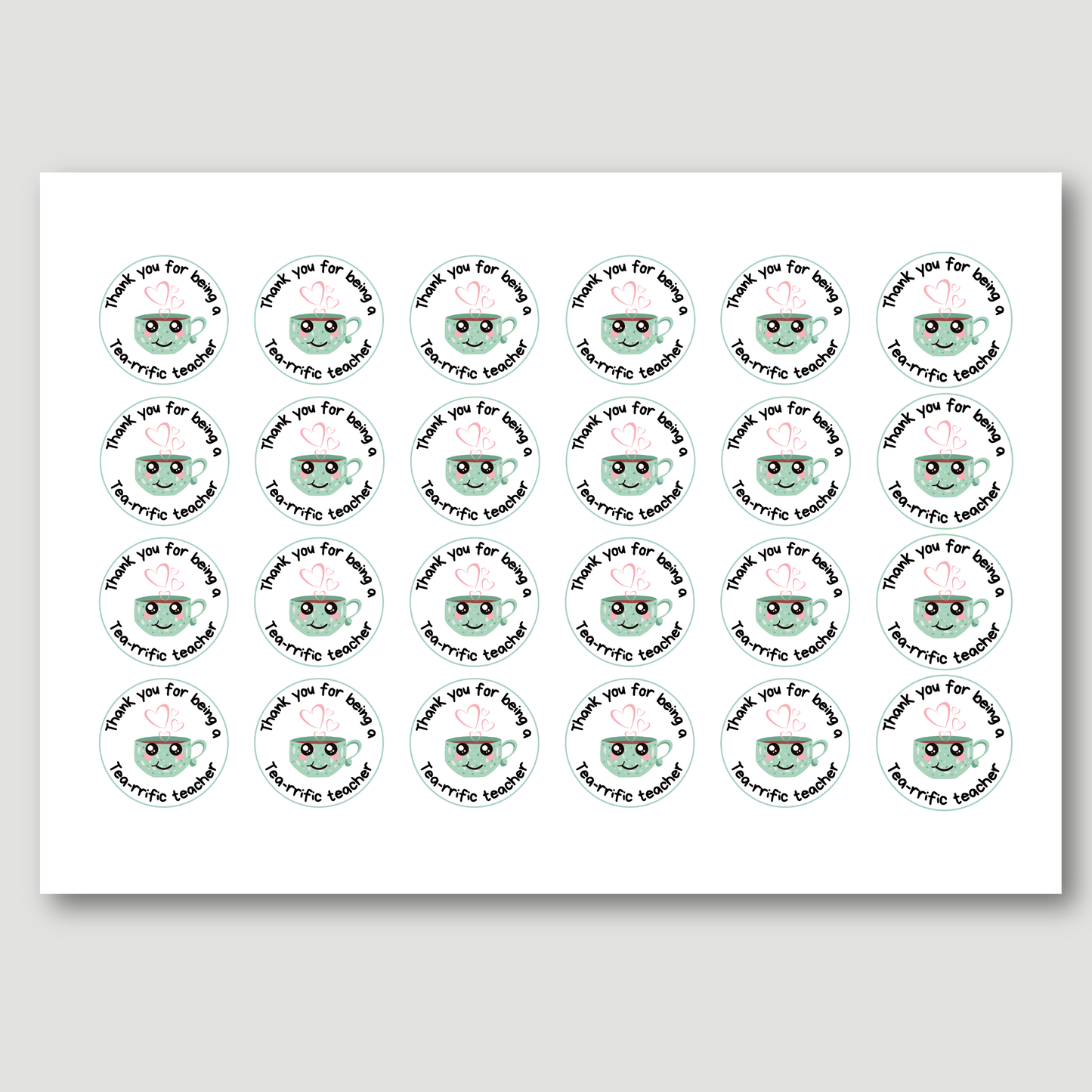 Tea-rrific Teacher Thank You Sticker