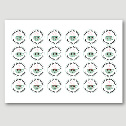 Tea-rrific Teacher Thank You Sticker