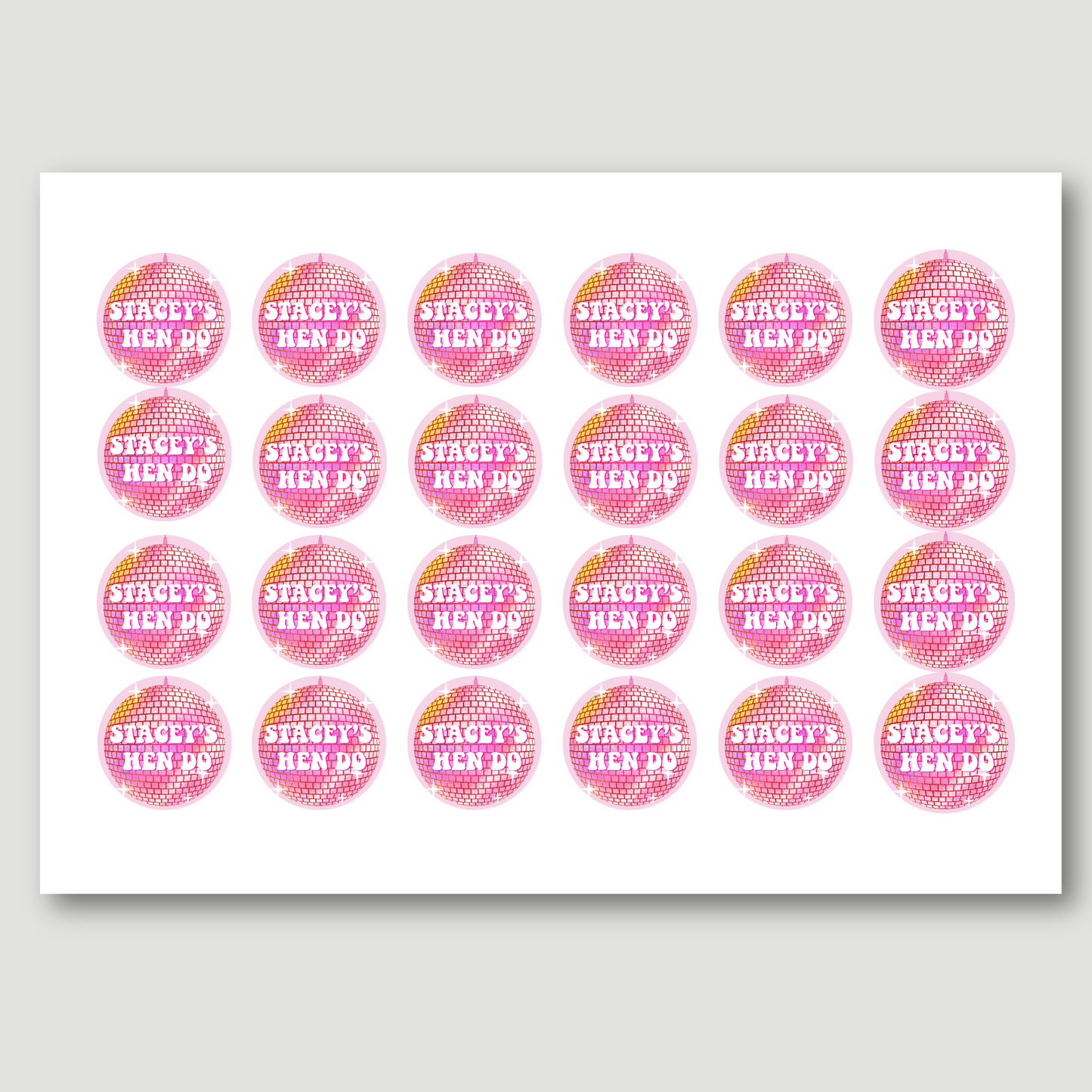 Retro Disco Ball Hen Party Stickers