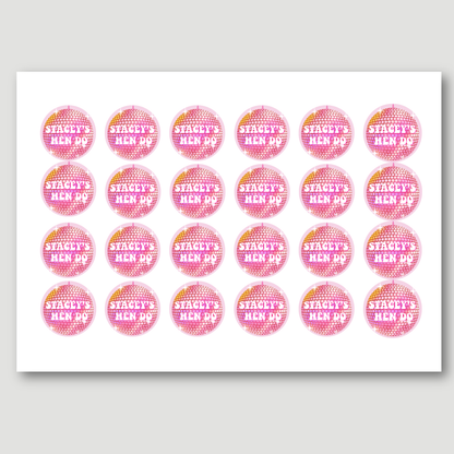 Retro Disco Ball Hen Party Stickers