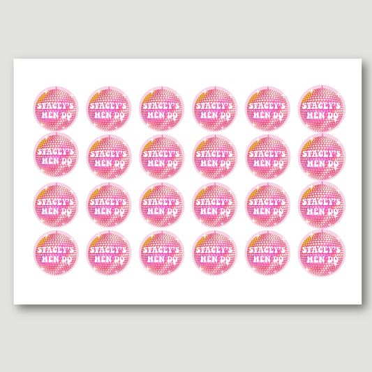 Retro Disco Ball Hen Party Stickers