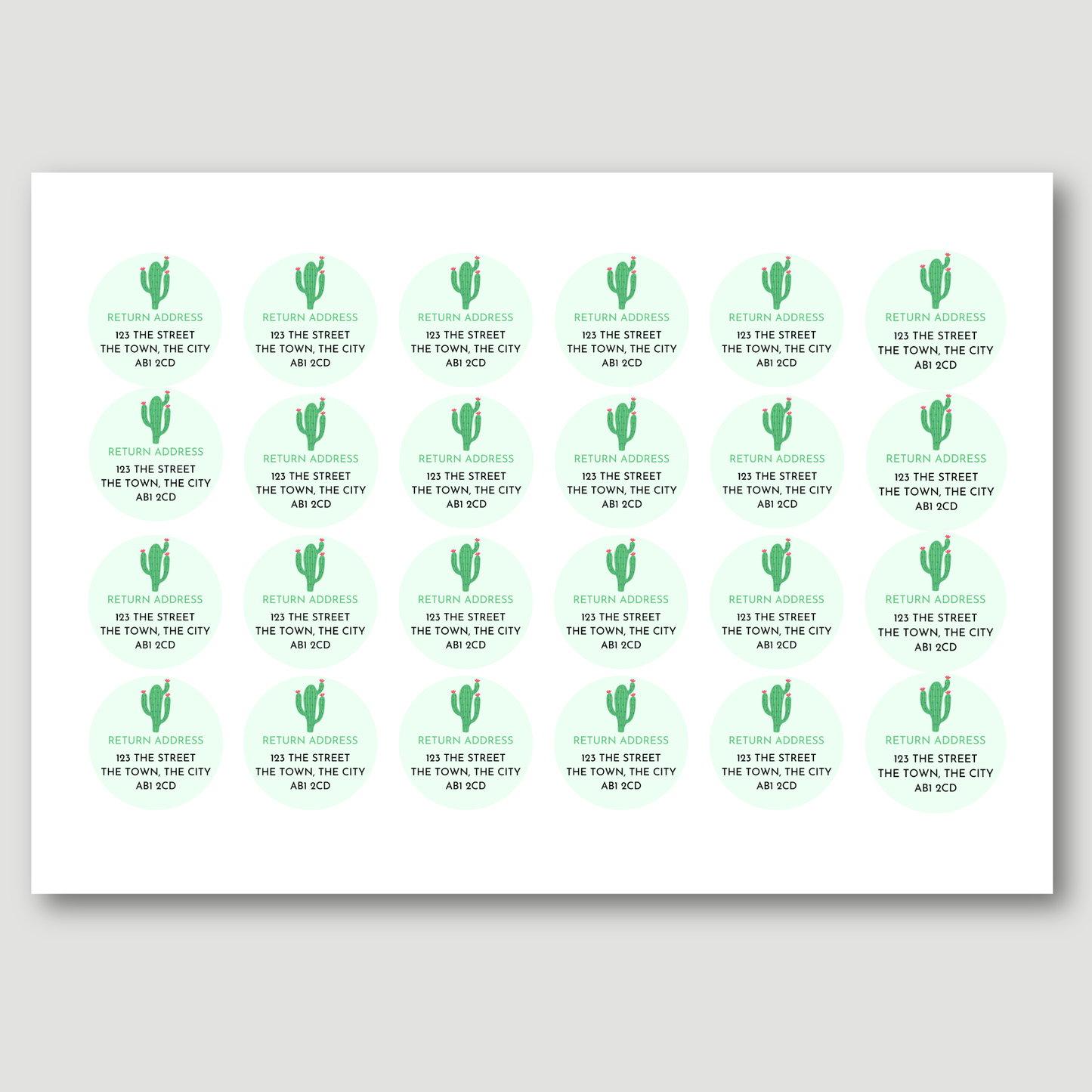 Cactus Return Address Sticker
