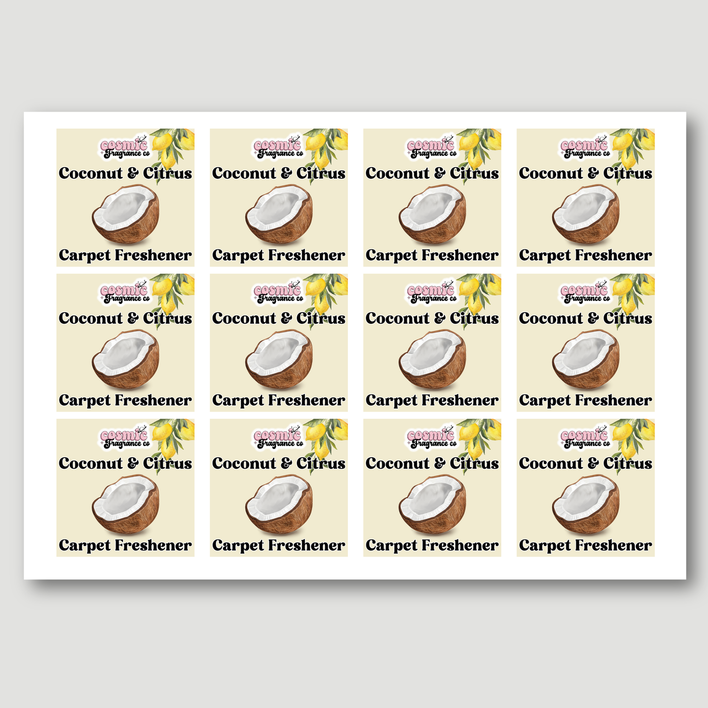 Carpet Freshener Packaging Labels