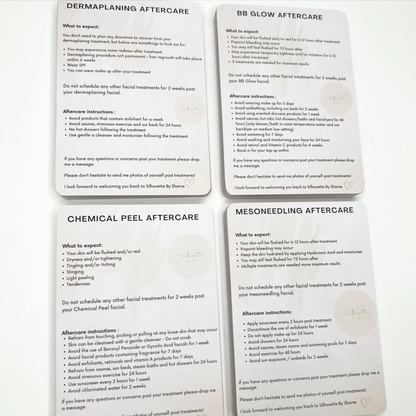 Aesthetics Aftercare Cards