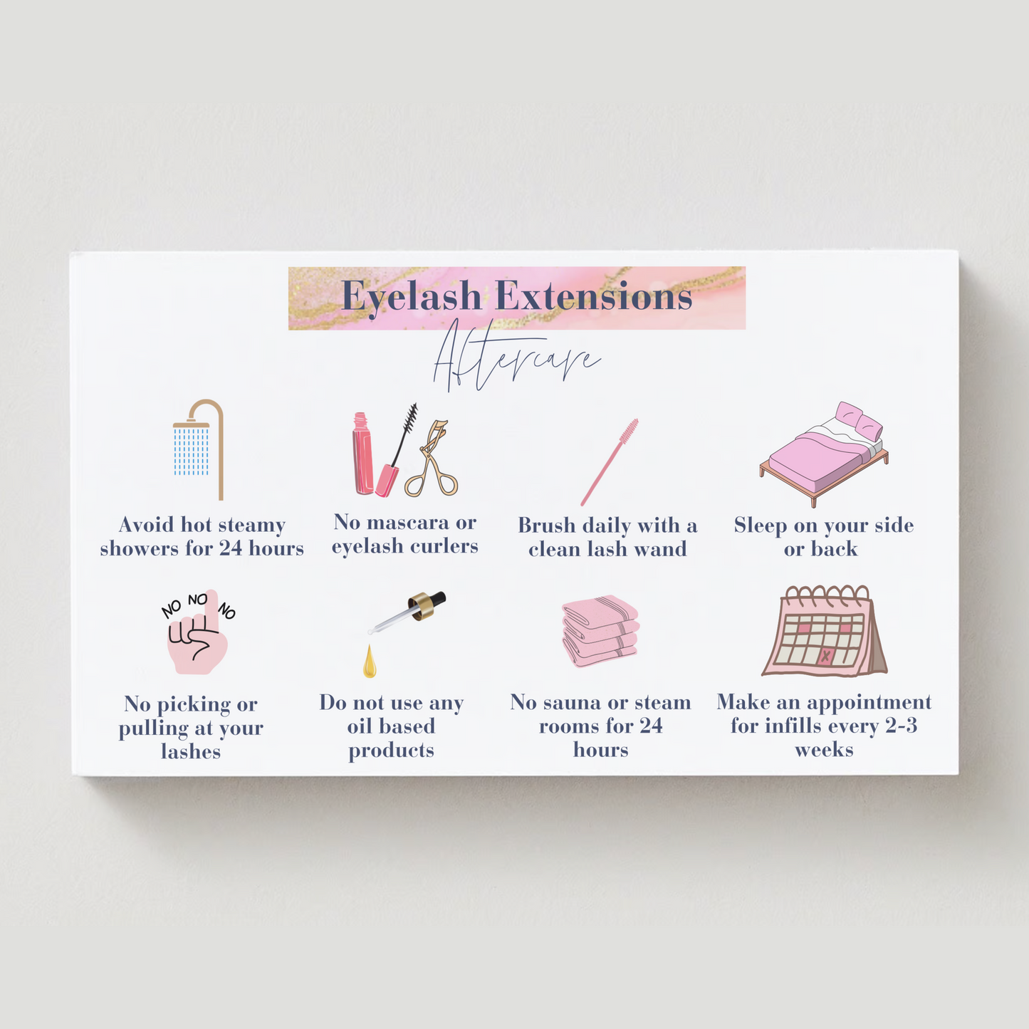 Eyelash Extensions Aftercare Cards