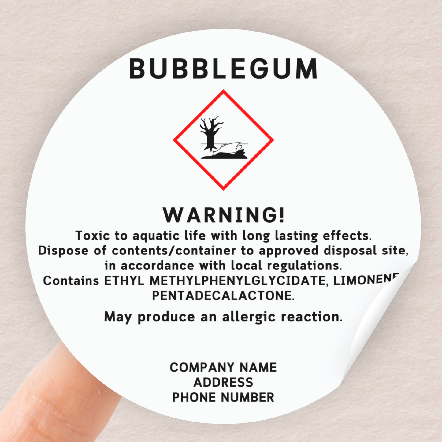 Wax Melt & Candle CLP Labels