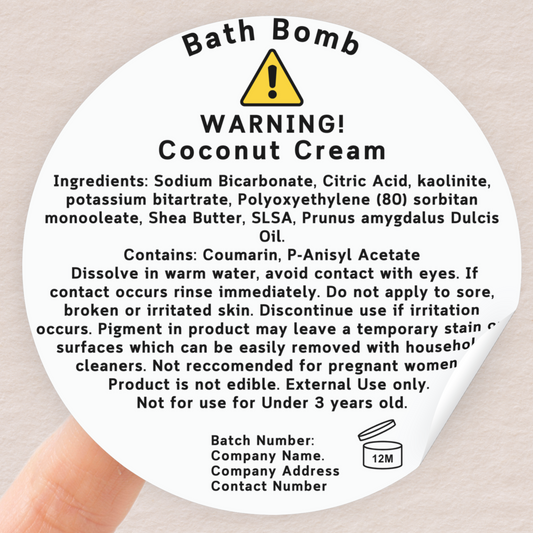 Bath Bomb Warning Labels CLP