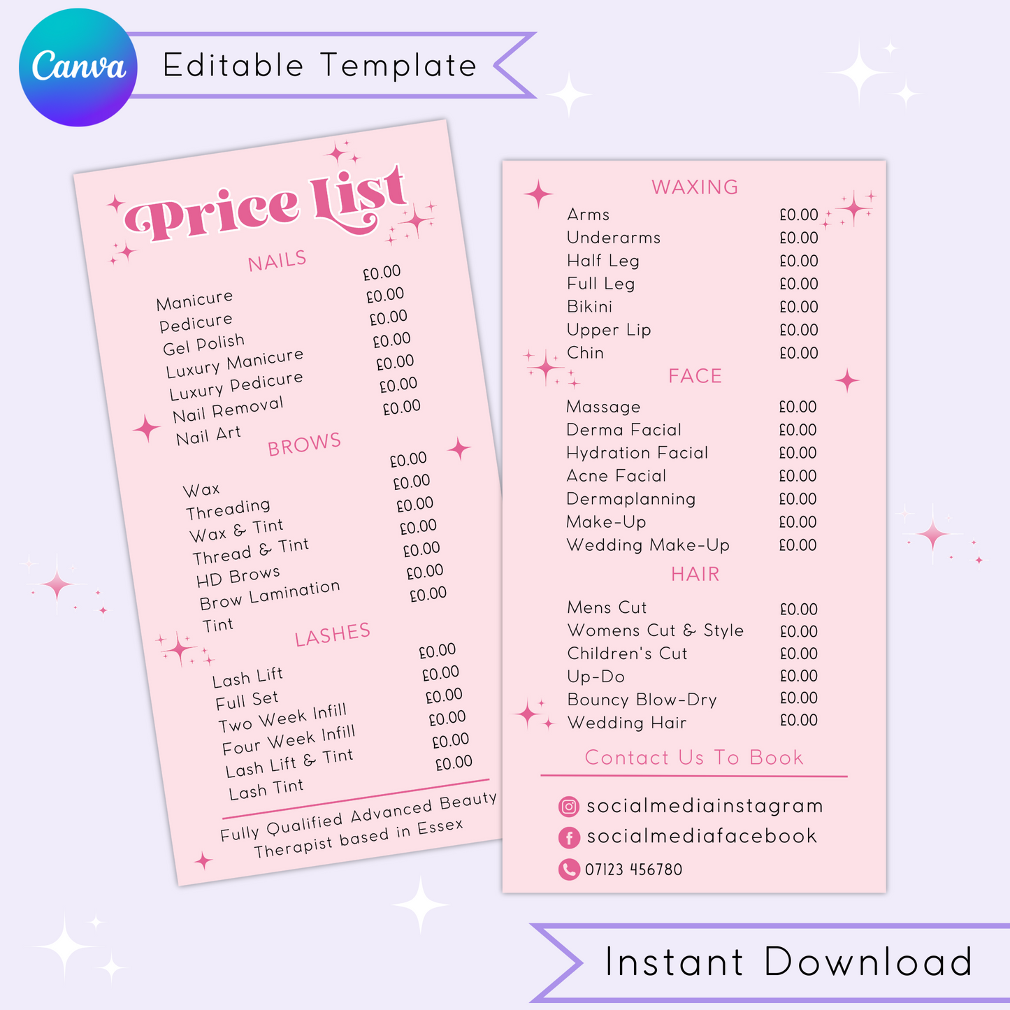 Editable Retro Price List Canva Template