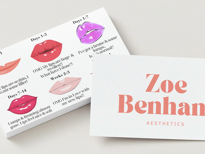 Lip Filler Stages Aftercare Card
