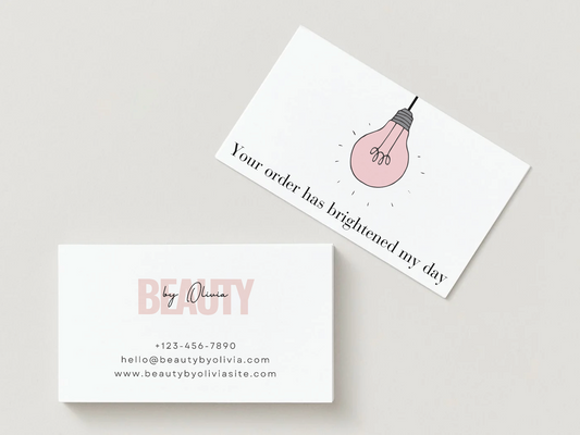 ‘Your order has brightened my day’ thank you cards