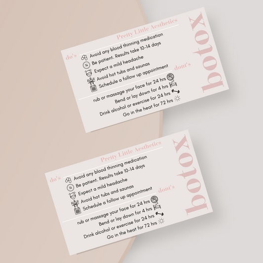 Botox Aftercare Cards