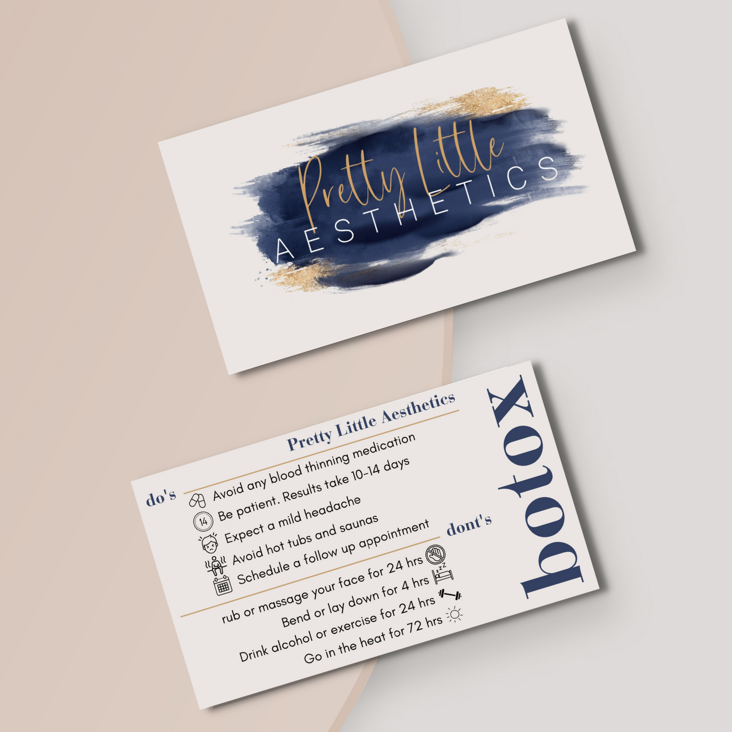 Double Sided Botox Aftercare Card