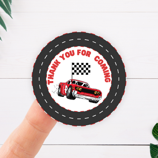 Race car themed party stickers