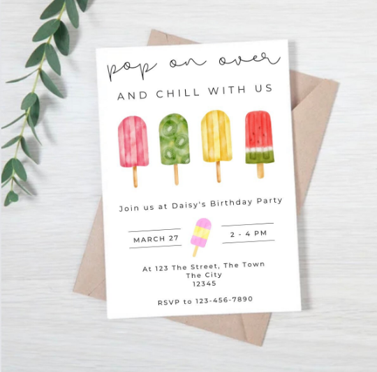 Children's summer party invites