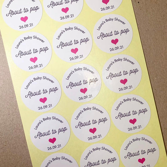 Simple Heart Baby Shower Stickers