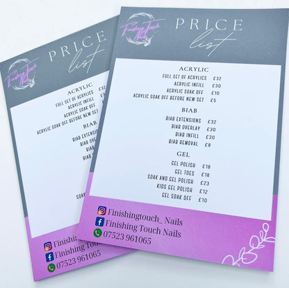 Colour Border Price Lists