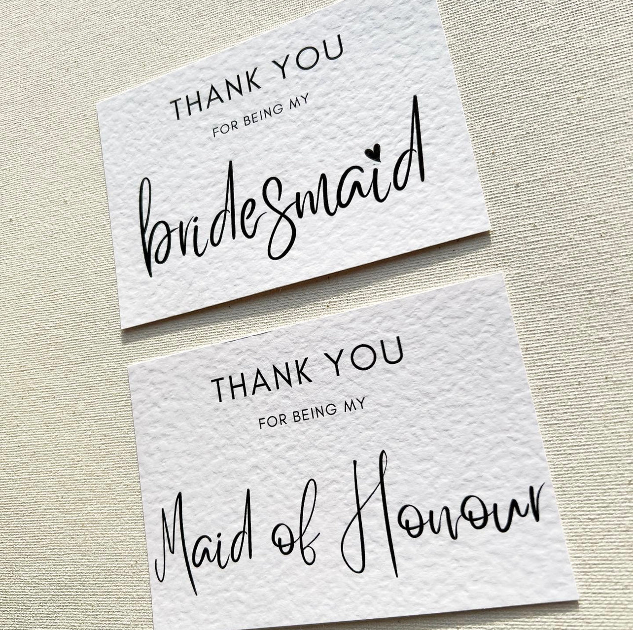 Bridesmaid & Maid of honour thank you postcards