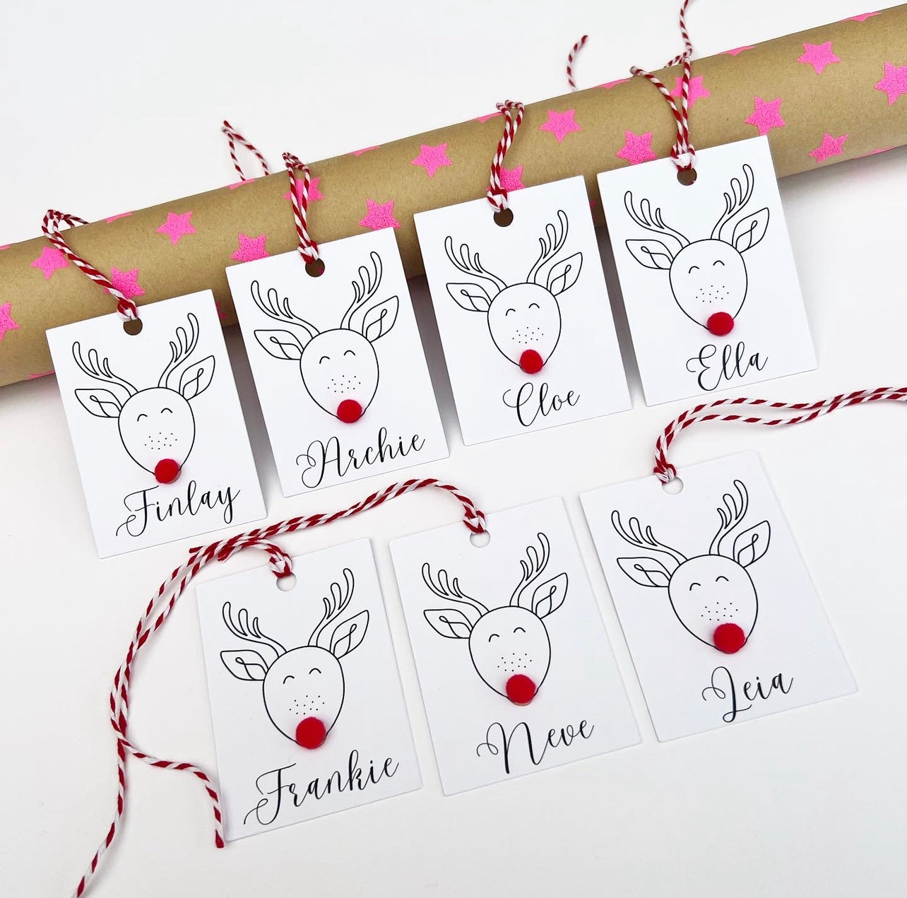 Personalised Rudolf Christmas Gift Tags