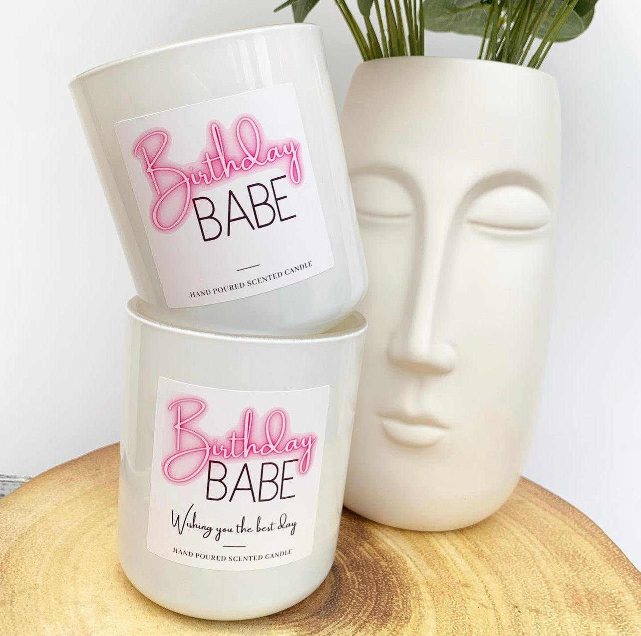 Neon Birthday Babe Candle Label