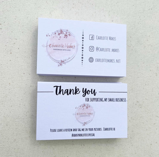 Double sided logo thank you cards