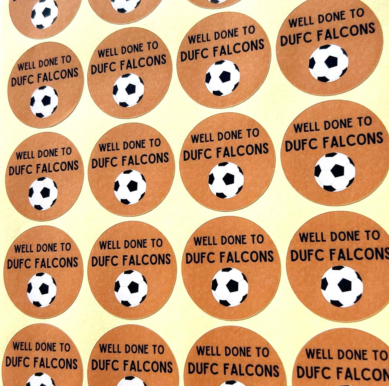 ‘Well Done’ sporting football stickers