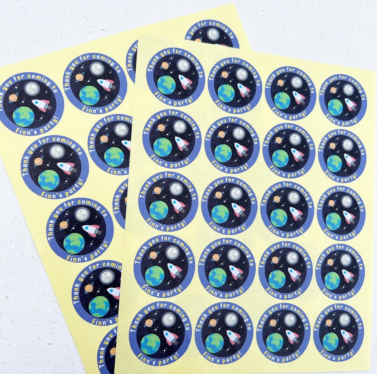 Space Themed Party Stickers