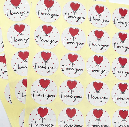 I Love You Heart Balloon Sticker