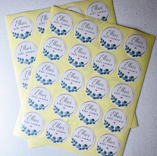 Eucalyptus Baby Shower Stickers