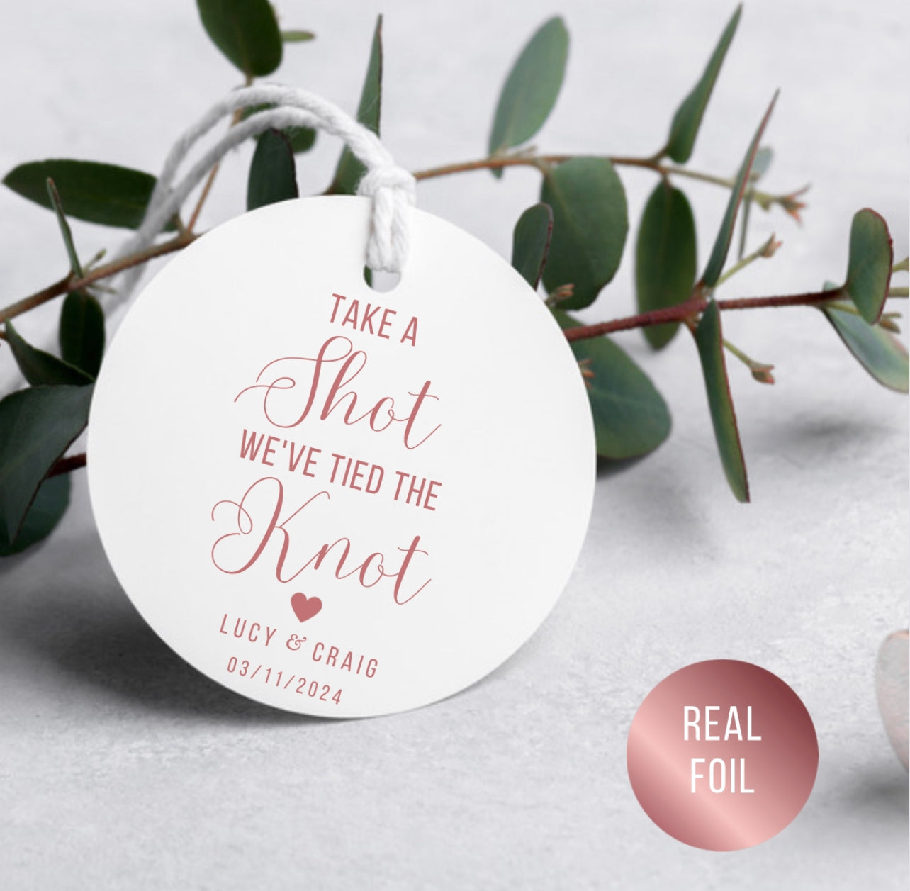 Wedding Favour Shot tags