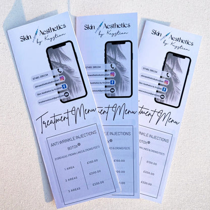 Single Folded Price Menus
