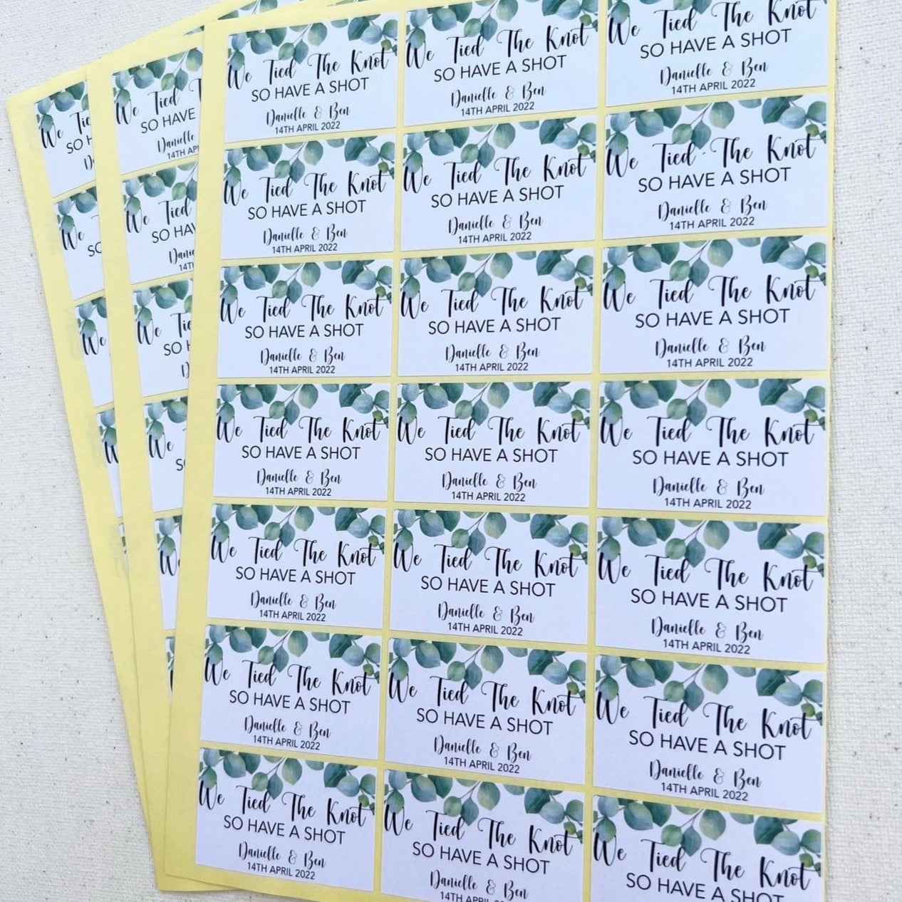 Eucalyptus Wedding Favour Shot Stickers