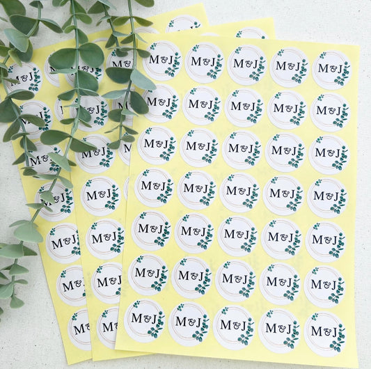 Eucalyptus Wedding Initial Stickers