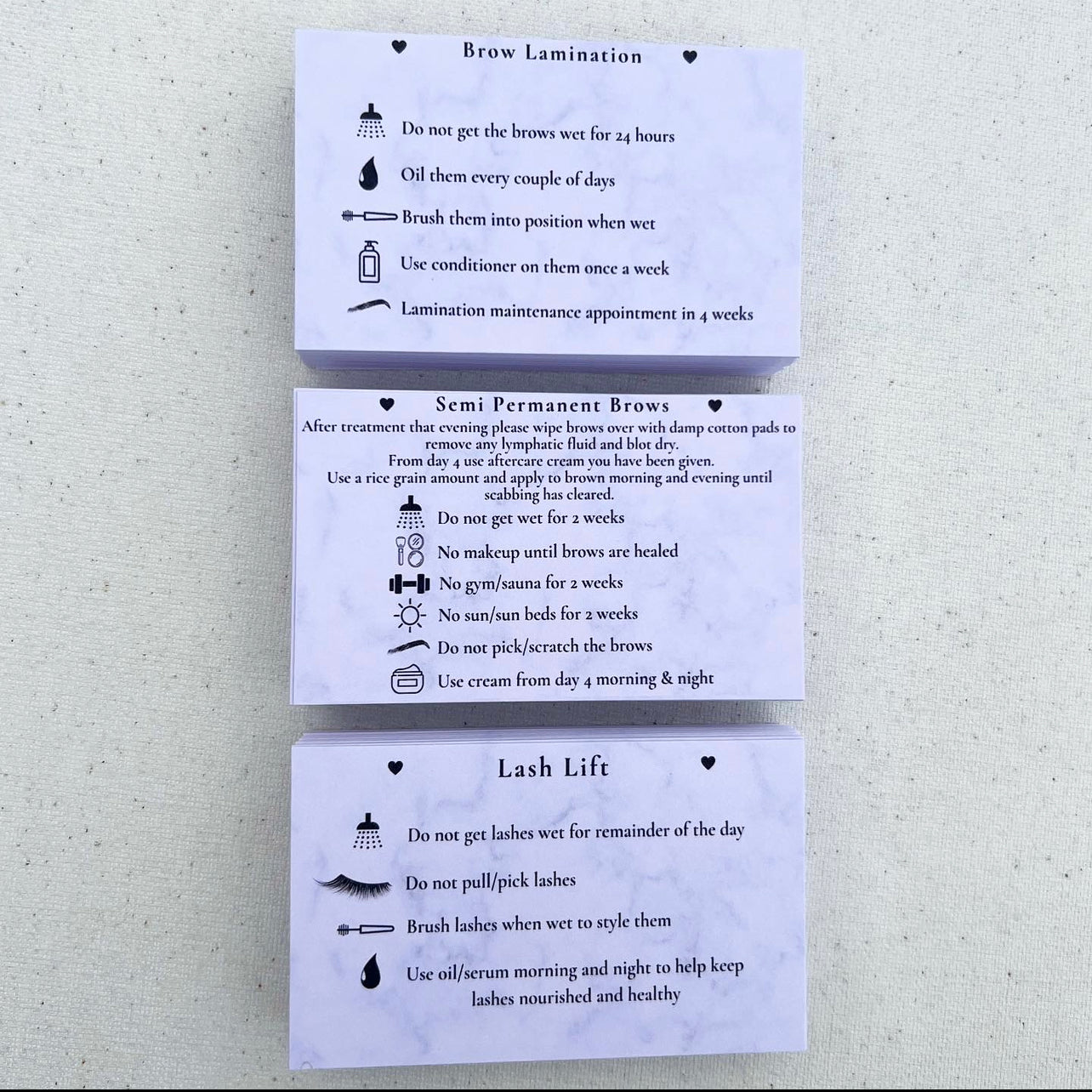 Marble effect care cards