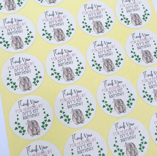 Cute Bunny Birthday Stickers