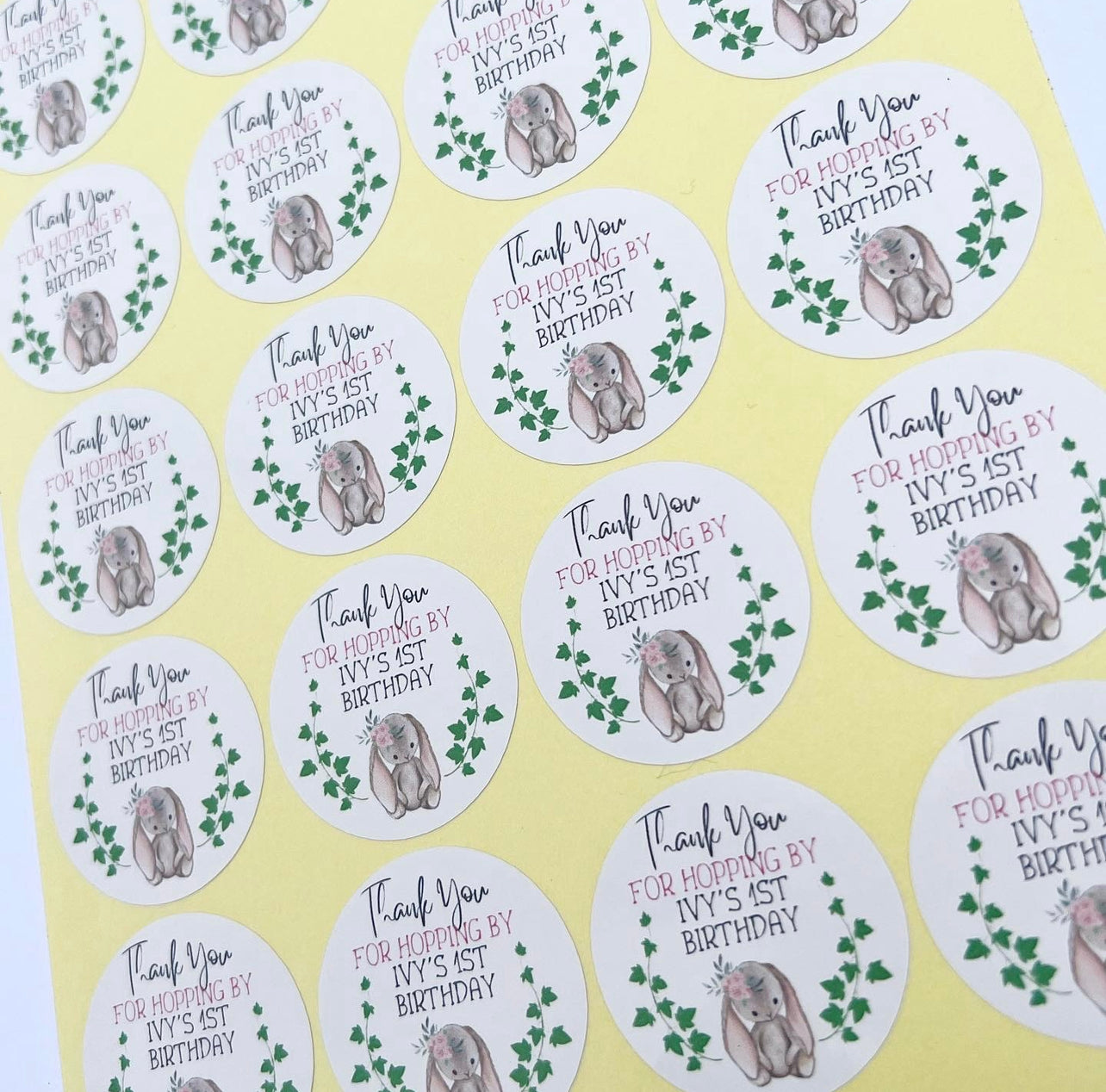 Cute Bunny Birthday Stickers